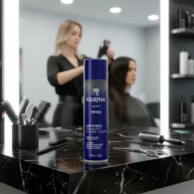Spray Fixador Karina Antifrizz Fixa&ccedil;&atilde;o Extra Forte Style Control 72 Horas Jato Seco 400ml