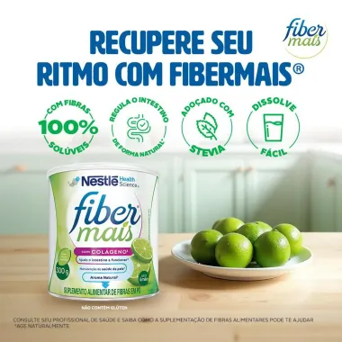Suplemento Alimentar FiberMais Colágeno Mix de Fibras Sabor Limão 300g