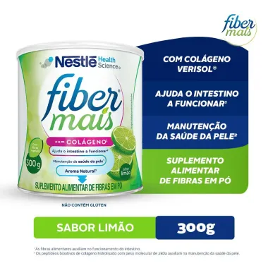 Suplemento Alimentar FiberMais Col&aacute;geno Mix de Fibras Sabor Lim&atilde;o 300g