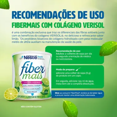Suplemento Alimentar FiberMais Col&aacute;geno Mix de Fibras Sabor Lim&atilde;o 300g