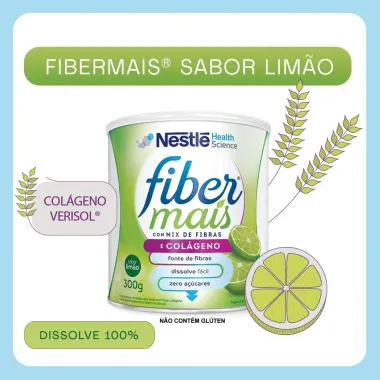 Suplemento Alimentar FiberMais Colágeno Mix de Fibras Limão 300g Verso