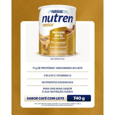 Nutren Senior Complemento Alimentar Caf&eacute; com Leite 740g