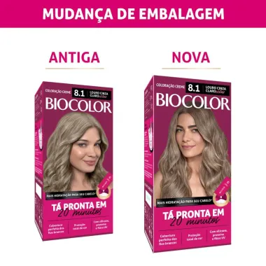 Tintura de Cabelo em Creme Biocolor Cor Louro Cinza Claro Estiloso 8.1