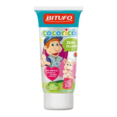 Gel Dental Bitufo Cocoricó Sem Flúor Sabor Tutti-Frutti 90g