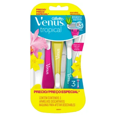 Aparelho de Depilação Gillette Venus Tropical com 3 Unidades Preço Especial