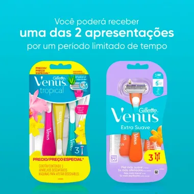 Aparelho de Depila&ccedil;&atilde;o Gillette Venus Tropical com 3 Unidades Pre&ccedil;o Especial