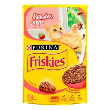 Ração Úmida para Gatos Friskies Filhotes Sabor Carne ao Molho em Sachê 85g