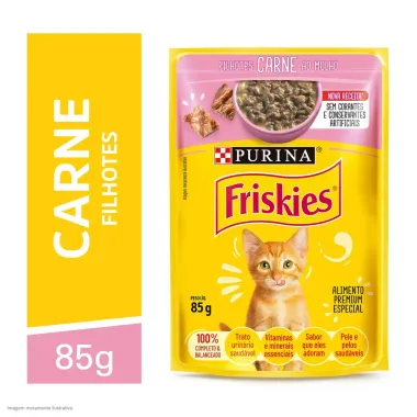 Ração Úmida para Gatos Friskies Filhotes Sabor Carne ao Molho em Sachê 85g