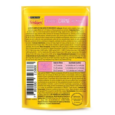 Ração Úmida para Gatos Friskies Filhotes Sabor Carne ao Molho em Sachê 85g
