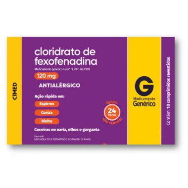 Fexofenadina 120mg Cimed Gen&eacute;rico com 10 Comprimidos Revestidos