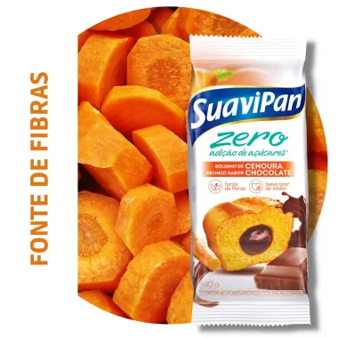 Bolinho SuaviPan Sabor Cenoura com Chocolate Zero Adição de Açúcares com 40g