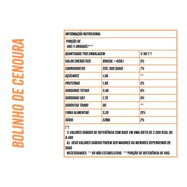 Bolinho SuaviPan Sabor Cenoura com Chocolate Zero Adição de Açúcares com 40g