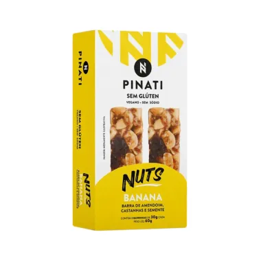 Barra de Cereais Pinati Nuts Banana Caixa com 2 Unidades de 30g cada