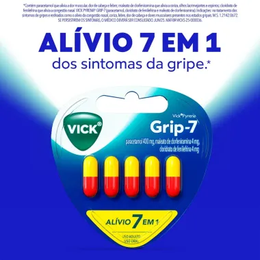 Vick Pyrena Grip-7 Antigripal Gripe Resfriado 5 C&aacute;psulas