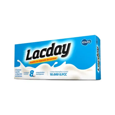 Lacday 10.000U.Fcc Enzima Lactase 8 Comprimidos Mastigáveis