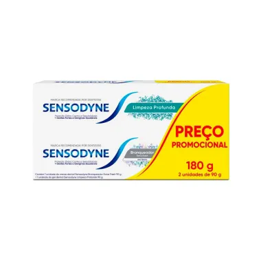 Gel Dental Sensodyne Limpeza Profunda e Sensodyne Branqueador Extra Fresh 90g Cada