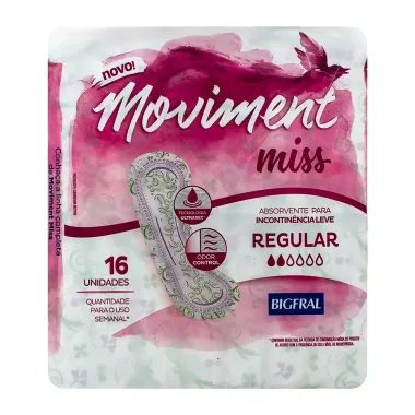 Absorvente Geriátrico Bigfral Moviment Miss Regular 16 Unidades