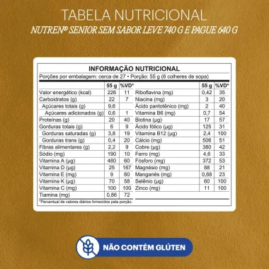 Nutren Senior Suplemento Alimentar Sem Sabor 740g Gr&aacute;tis 100g