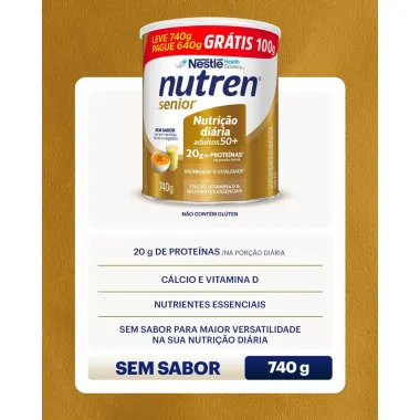 Nutren Senior Suplemento Alimentar Sem Sabor 740g Gr&aacute;tis 100g