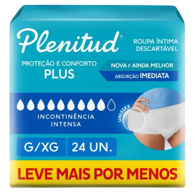 Roupa Íntima Plenitud Protect Plus Unissex Tamanho G/XG 24 Unidades Leve Mais Por Menos