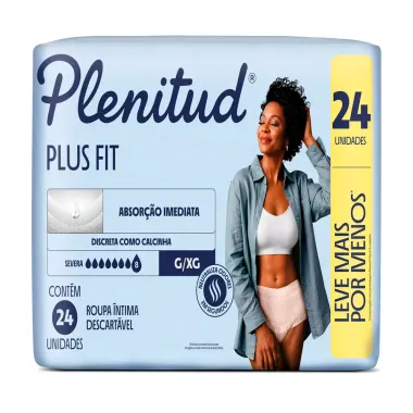 Roupa &Iacute;ntima Plenitud Plus Fit Tamanho G/XG com 24 Unidades Leve Mais Por Menos