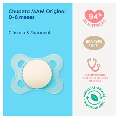 Chupeta Mam Original Silicone SkinSoft 0 a 6 Meses Boys 1 Unidade