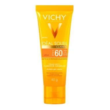 Protetor Solar Vichy Idéal Solei Clarify FPS 60 Cor Média 40g