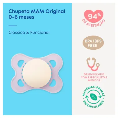 Chupeta Mam Original Silicone SkinSoft 0 a 6 Meses Girls 1 Unidade