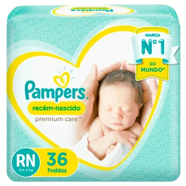 Fralda Pampers Rec&eacute;m Nascido Premium Care RN 36 Unidades Descart&aacute;veis