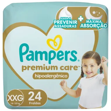 Fralda Pampers Premium Care Tamanho XXG Pacote Mega 24 Fraldas Descart&aacute;veis