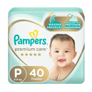 Fralda Pampers Premium Care Pacote Mega Tamanho P 40 Unidades Descart&aacute;veis