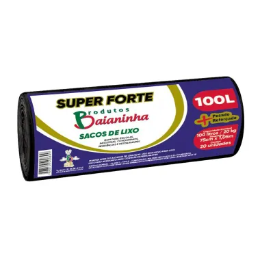 Saco de Lixo Baianinha Super Forte 100 Litros 20 Unidades