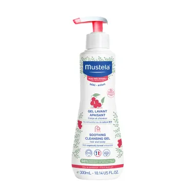 Gel Lavante Mustela Gel de Banho Calmante para Pele Muito Sensível Cabelo e Corpo 300ml