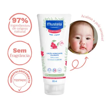 Loção Hidratante Mustela Bebê Pele Muito Sensível Rosto e Corpo 200ml