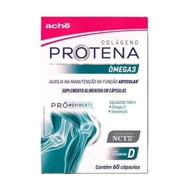 Protena Col&aacute;geno N&atilde;o Hidrolisado Tipo II 40mg + &Ocirc;mega 3 + Vitamina D com 60 c&aacute;psulas