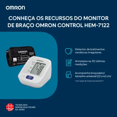 Aparelho de Press&atilde;o Omron Autom&aacute;tico Bra&ccedil;o Control+ HEM 7122 com 1 Unidade