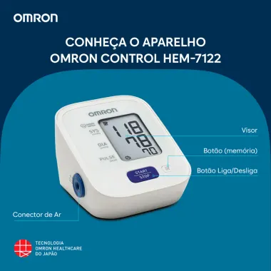 Aparelho de Press&atilde;o Omron Autom&aacute;tico Bra&ccedil;o Control+ HEM 7122 com 1 Unidade