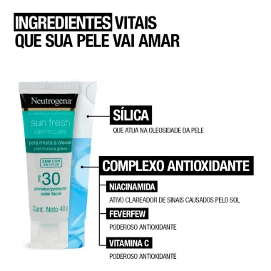 Protetor Solar Facial Neutrogena Sun Fresh Derm Care FPS 30 Sem Cor 40g
