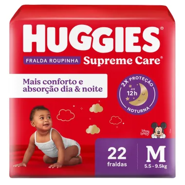 Fralda Roupinha Huggies Supreme Care Tamanho M Pacote Jumbo 22 Unidades Descartáveis