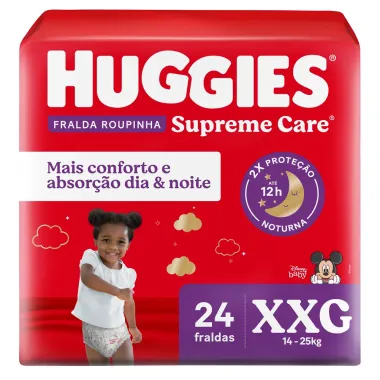 Fralda Roupinha Huggies Supreme Care Tamanho XXG Pacote Mega 24 Fraldas Descartáveis