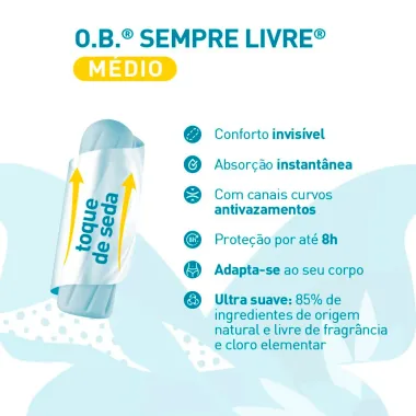Absorvente Interno OB ProComfort Médio 16 Unidades Leve Mais Por Menos