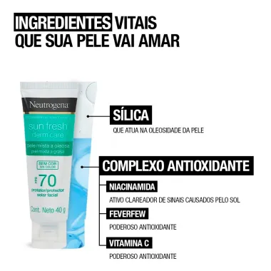 Protetor Solar Facial Neutrogena Sun Fresh Derm Care FPS 70 Sem Cor 40g