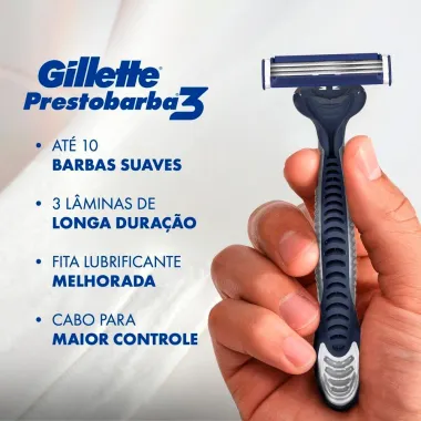Aparelho de Barbear Descart&aacute;vel Gillette Prestobarba3 Leve 8 Pague 6 Unidades