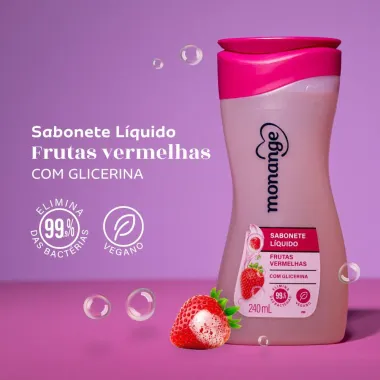 Sabonete L&iacute;quido Monange Frutas Vermelhas 240ml