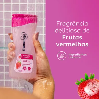Sabonete L&iacute;quido Monange Frutas Vermelhas 240ml