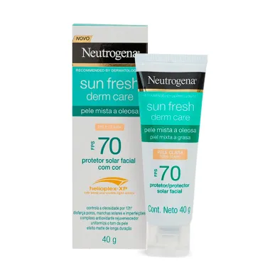 Protetor Solar Facial Neutrogena Sun Fresh Derm Care FPS 70 Pele Clara 40g