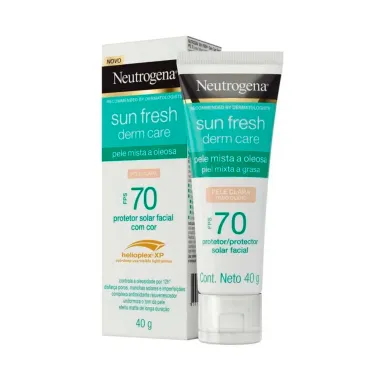 Protetor Solar Facial Neutrogena Sun Fresh Derm Care FPS 70 Pele Clara 40g