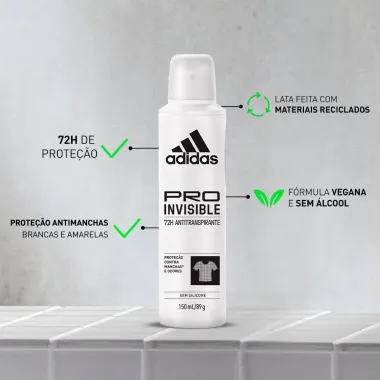 Desodorante Aerossol Antitranspirante Adidas Feminino Pro Invisible 150ml