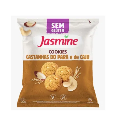 Cookies Jasmine Castanhas do Par&aacute; e de Caju Sem Gl&uacute;ten Vegano 120g