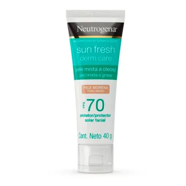 Protetor Solar Facial Neutrogena Sun Fresh Derm Care FPS 70 Pele Morena 40g